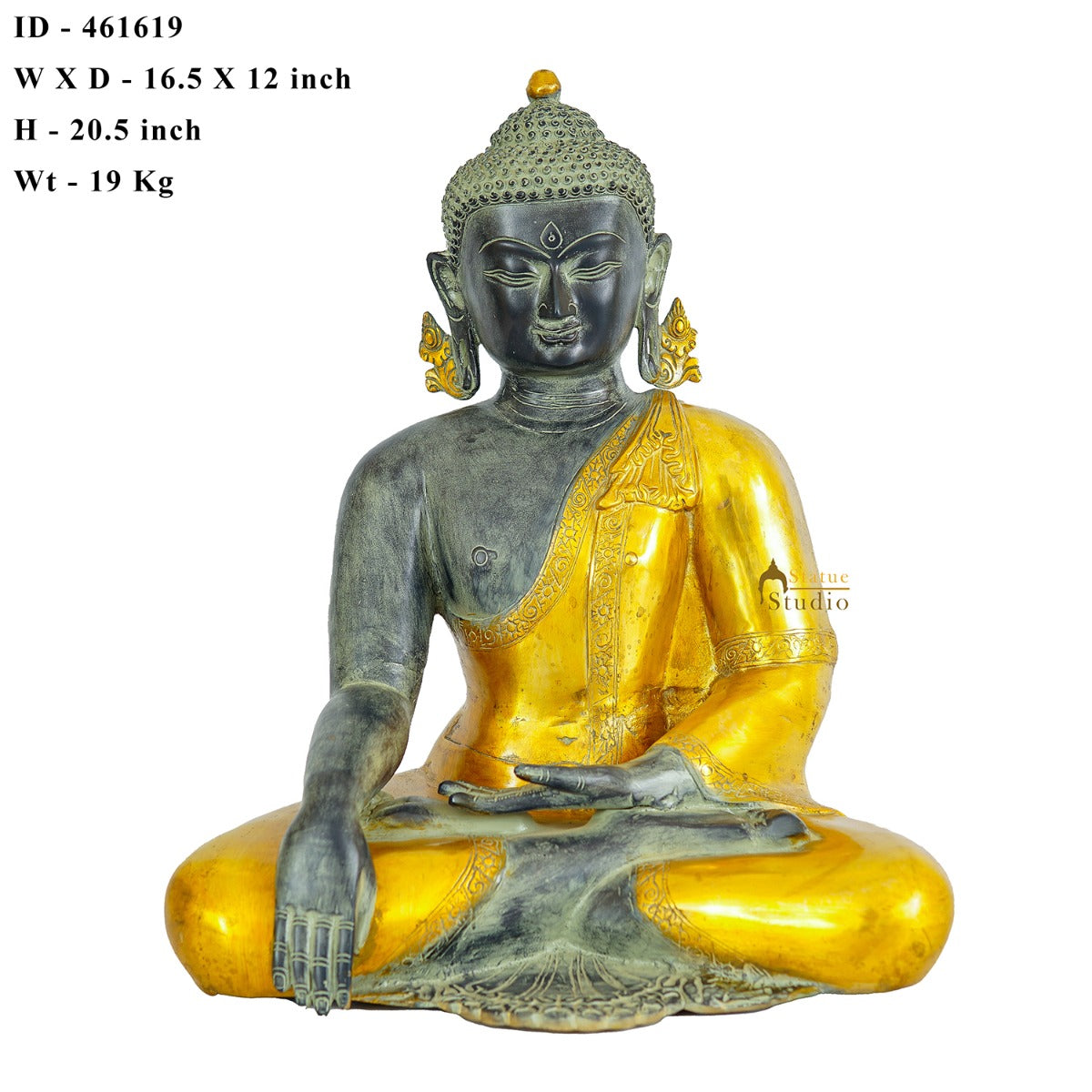 Brass Large Buddha Statue Antique Gold Finish For Home Decor Showpiece 20" - Image 7
