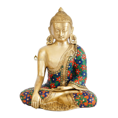 Brass Buddha Idol Stone Work For Home Decor Gift Showpiece 1 Feet by vendor-unknown - Buddha (View 3)