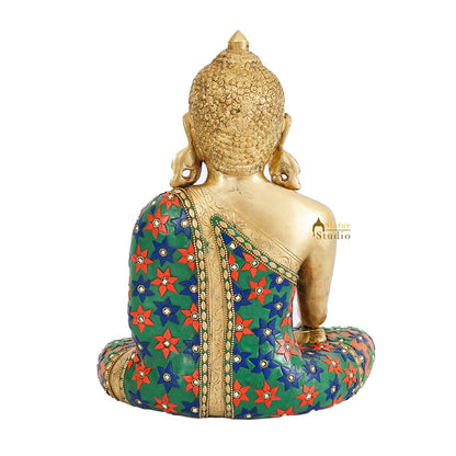 Brass Buddha Idol Stone Work For Home Decor Gift Showpiece 1 Feet by vendor-unknown - Buddha (View 6)
