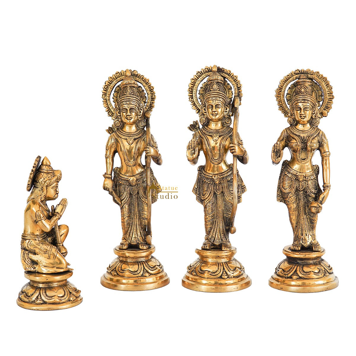 Brass Antique Ram Darbar Family Idol Home Religious Décor Statue 12" - Image 3