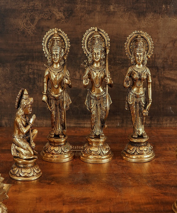 Brass Antique Ram Darbar Family Idol Home Religious Décor Statue 12" - Eco-friendly - Sama Homes