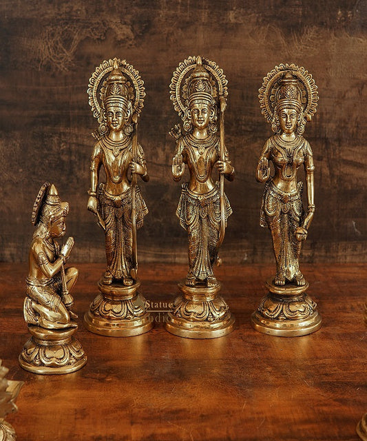 Brass Antique Ram Darbar Family Idol Home Religious Décor Statue 12"