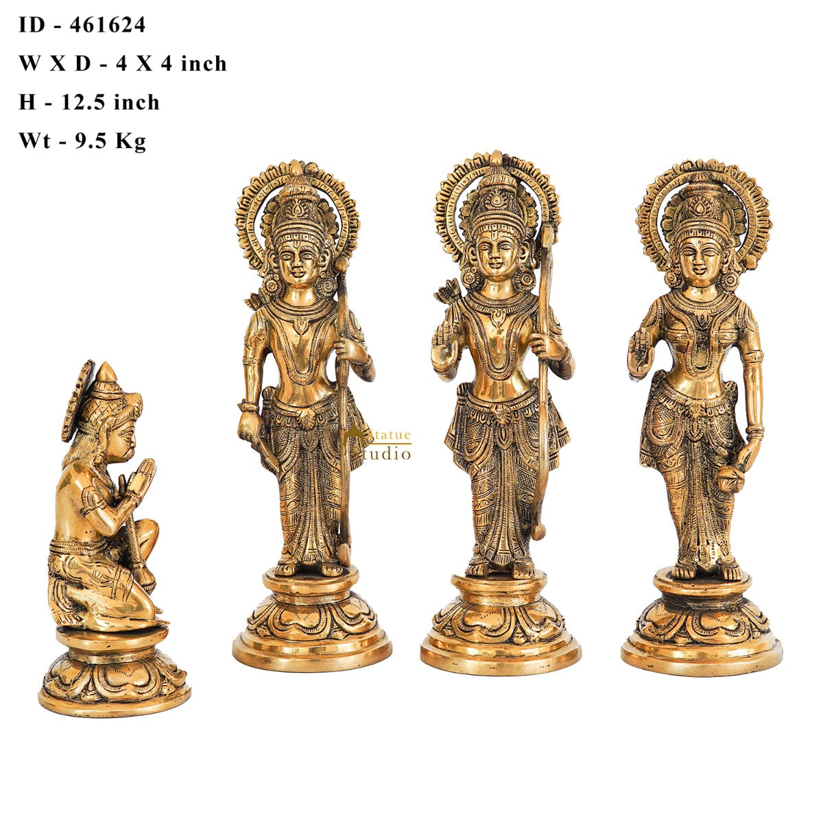 Brass Antique Ram Darbar Family Idol Home Religious Décor Statue 12"