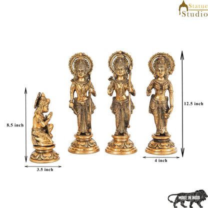 Brass Antique Ram Darbar Family Idol Home Religious Décor Statue 12" by vendor-unknown - Hindu Gods (View 7)