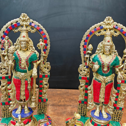 Brass Antique Vishnu Lakshmi Idol Home Temple Décor Religious Gift Statue 16" by vendor-unknown - Hindu Gods (View 2)