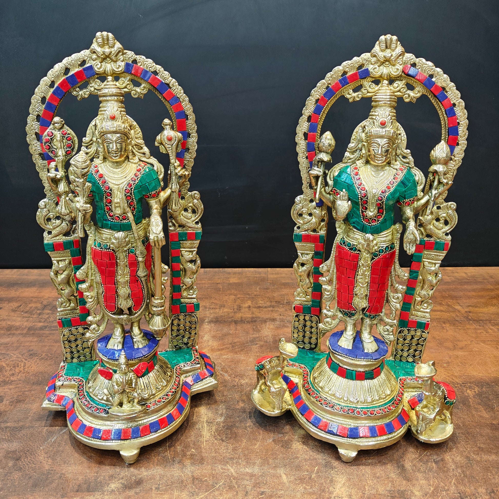 Brass Antique Vishnu Lakshmi Idol Home Temple Décor Religious Gift Statue 16" - Image 5