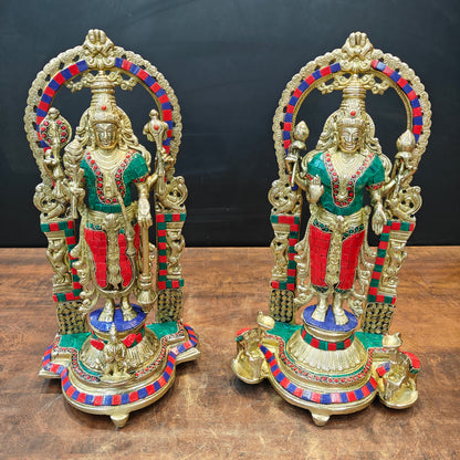 Brass Antique Vishnu Lakshmi Idol Home Temple Décor Religious Gift Statue 16" by vendor-unknown - Hindu Gods (View 5)