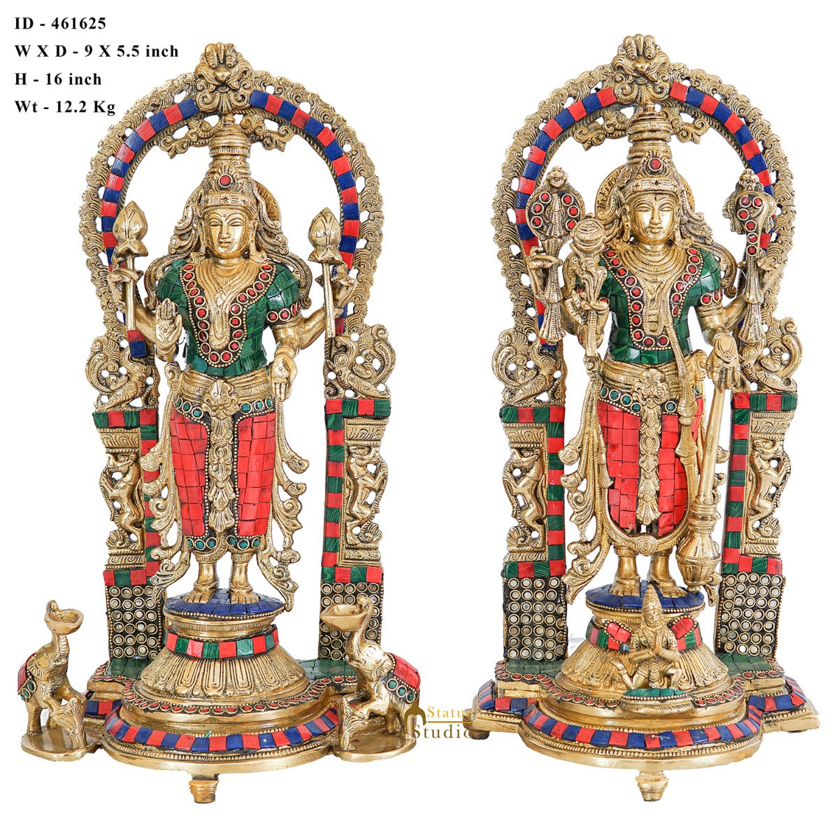 Brass Antique Vishnu Lakshmi Idol Home Temple Décor Religious Gift Statue 16"