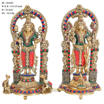Brass Antique Vishnu Lakshmi Idol Home Temple Décor Religious Gift Statue 16" by vendor-unknown - Hindu Gods (View 9)