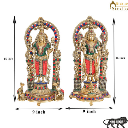 Brass Antique Vishnu Lakshmi Idol Home Temple Décor Religious Gift Statue 16" by vendor-unknown - Hindu Gods (View 10)