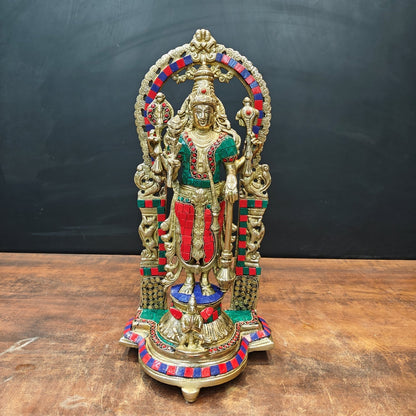 Brass Antique Vishnu Idol Home Temple Décor Religious Gift Statue 20" by vendor-unknown - Hindu Gods