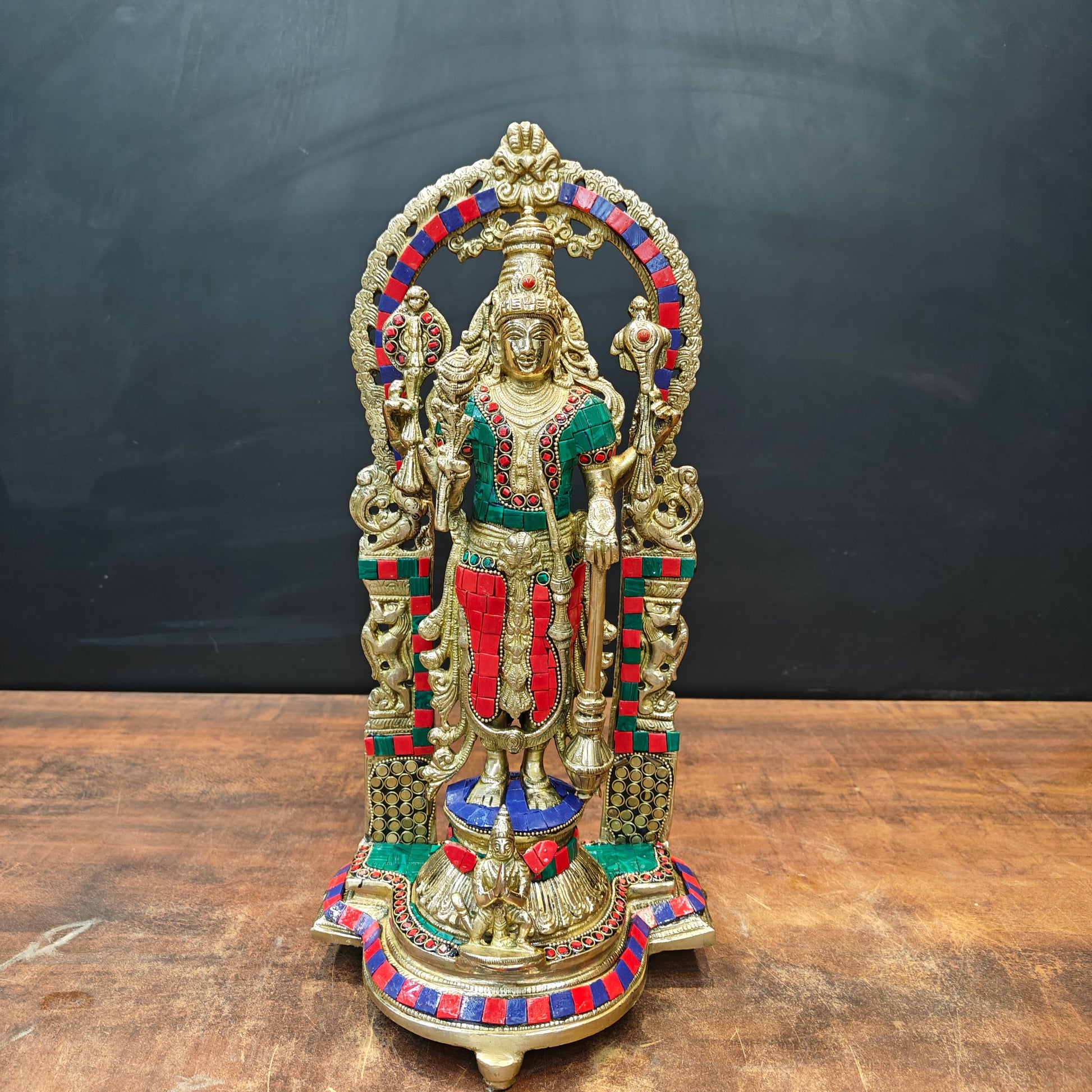 Brass Antique Vishnu Idol Home Temple Décor Religious Gift Statue 20" - Image 5