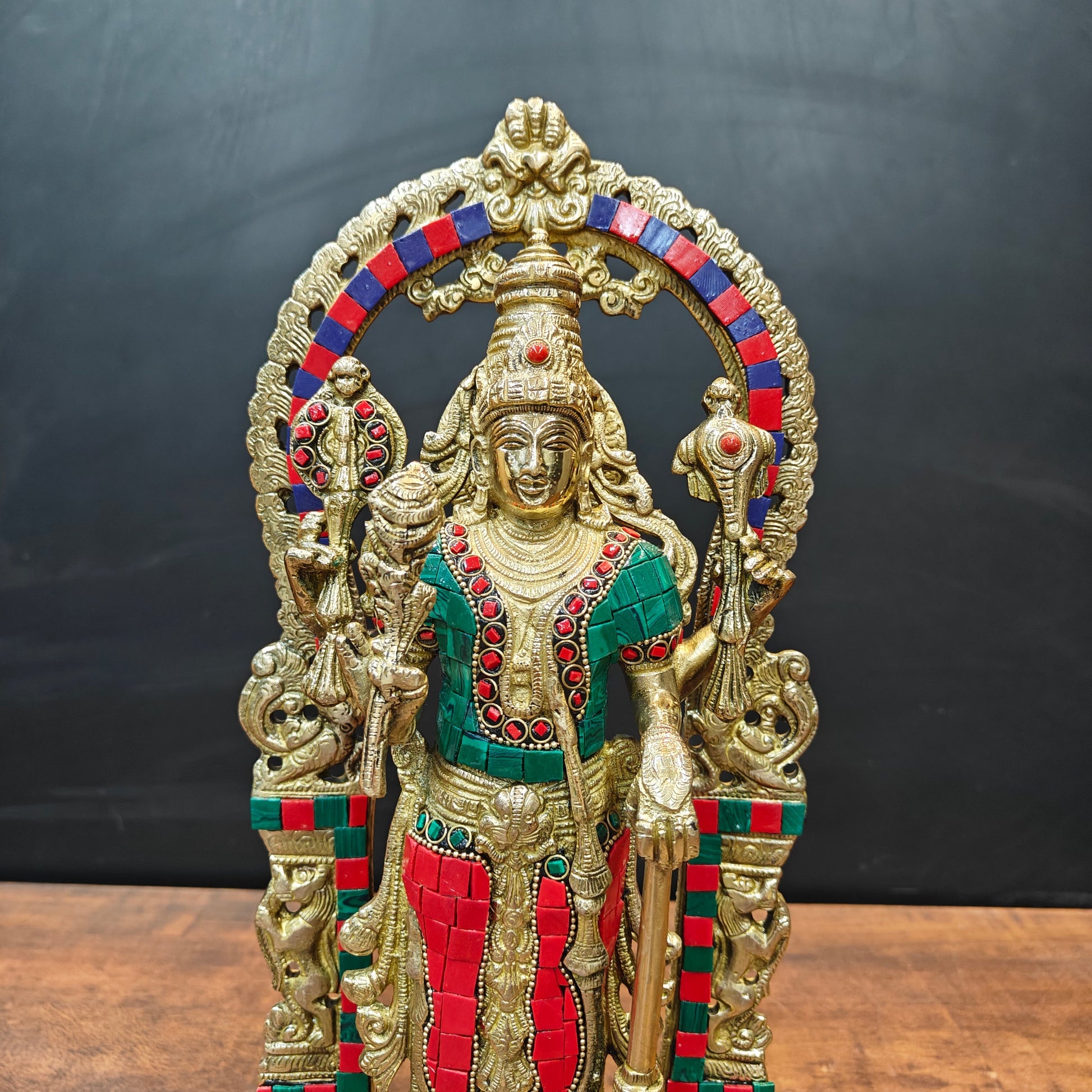 Brass Antique Vishnu Idol Home Temple Décor Religious Gift Statue 20" - Image 2