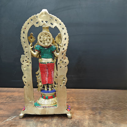 Brass Antique Vishnu Idol Home Temple Décor Religious Gift Statue 20" by vendor-unknown - Hindu Gods (View 8)