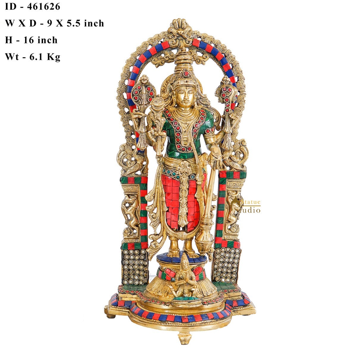 Brass Antique Vishnu Idol Home Temple Décor Religious Gift Statue 20" - Image 10