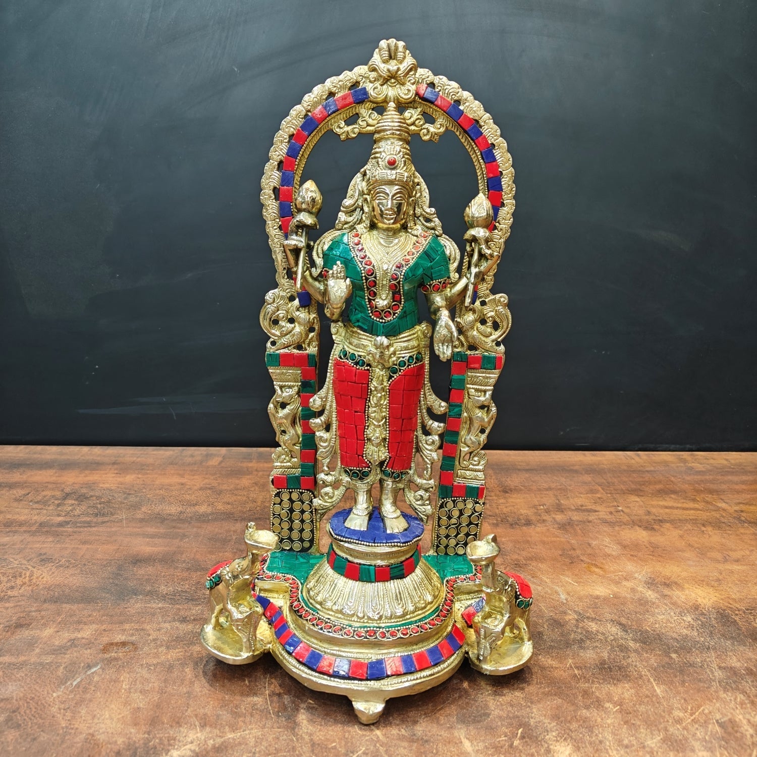 Brass Antique Lakshmi Idol Home Temple Décor Religious Gift Statue 20" - Eco-friendly - Sama Homes