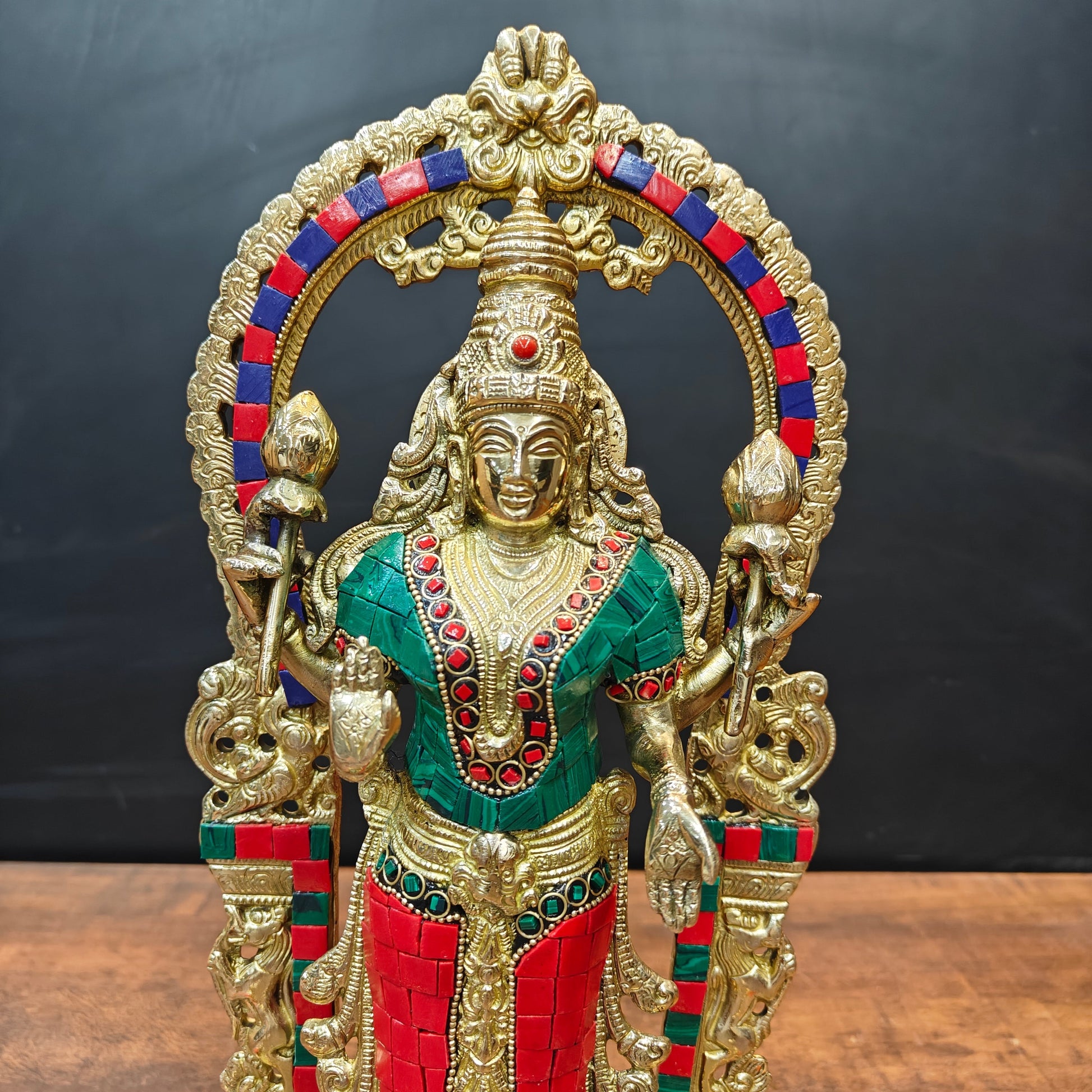 Brass Antique Lakshmi Idol Home Temple Décor Religious Gift Statue 20" - Image 2