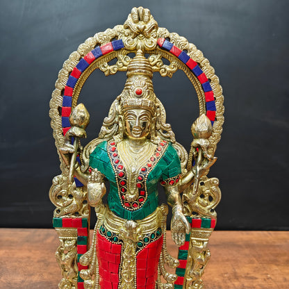 Brass Antique Lakshmi Idol Home Temple Décor Religious Gift Statue 20" by vendor-unknown - Hindu Gods (View 2)