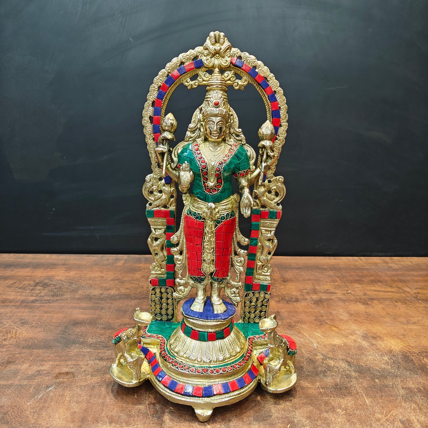 Brass Antique Lakshmi Idol Home Temple Décor Religious Gift Statue 20"