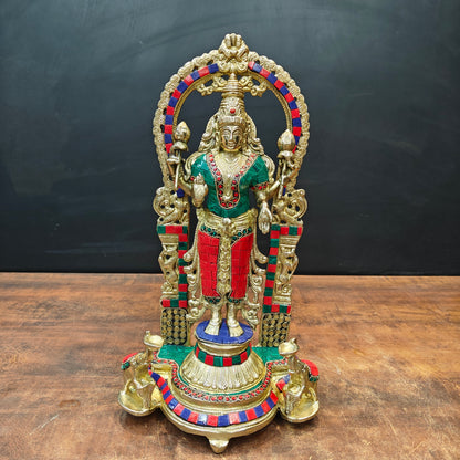 Brass Antique Lakshmi Idol Home Temple Décor Religious Gift Statue 20" by vendor-unknown - Hindu Gods (View 4)