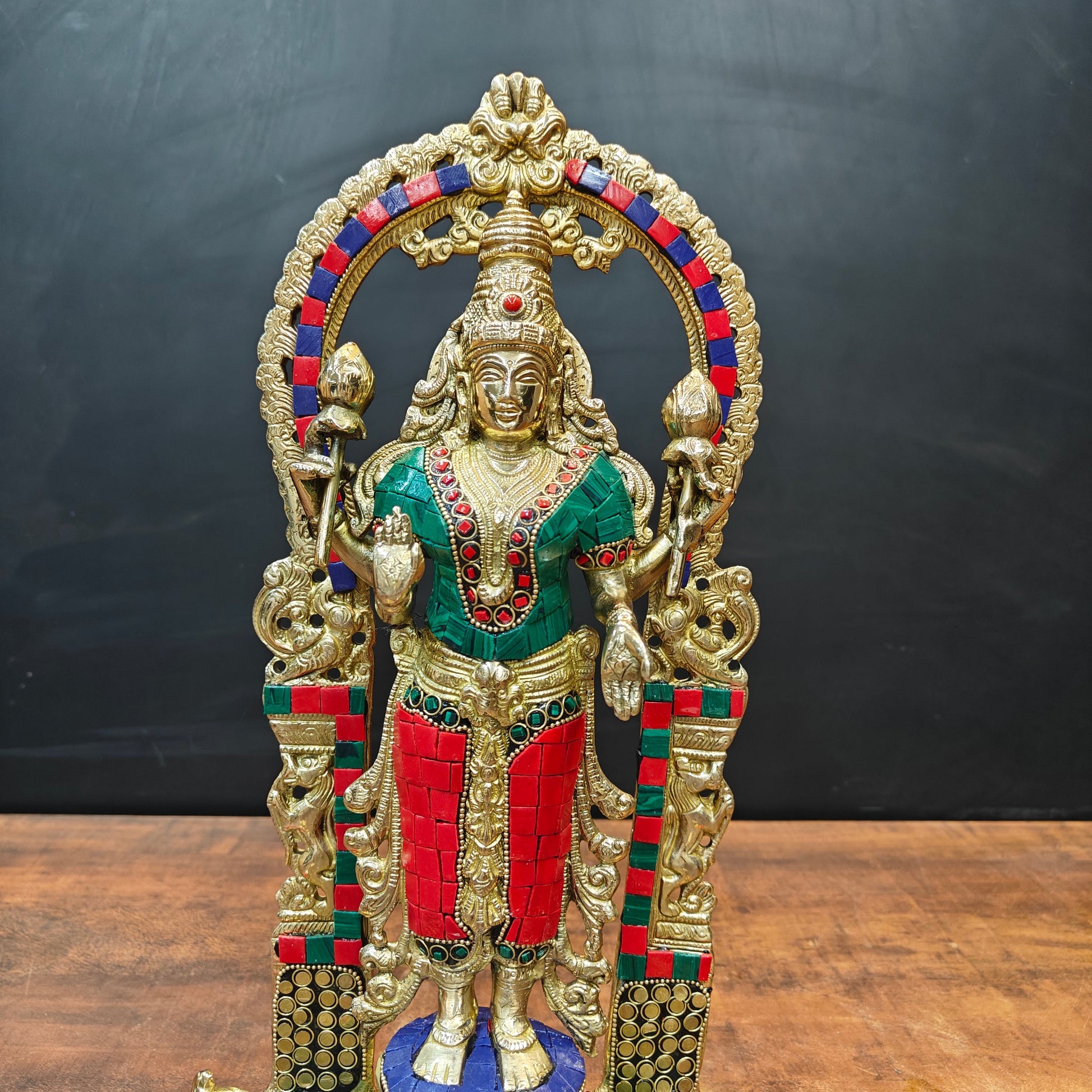 Brass Antique Lakshmi Idol Home Temple Décor Religious Gift Statue 20" - Image 5