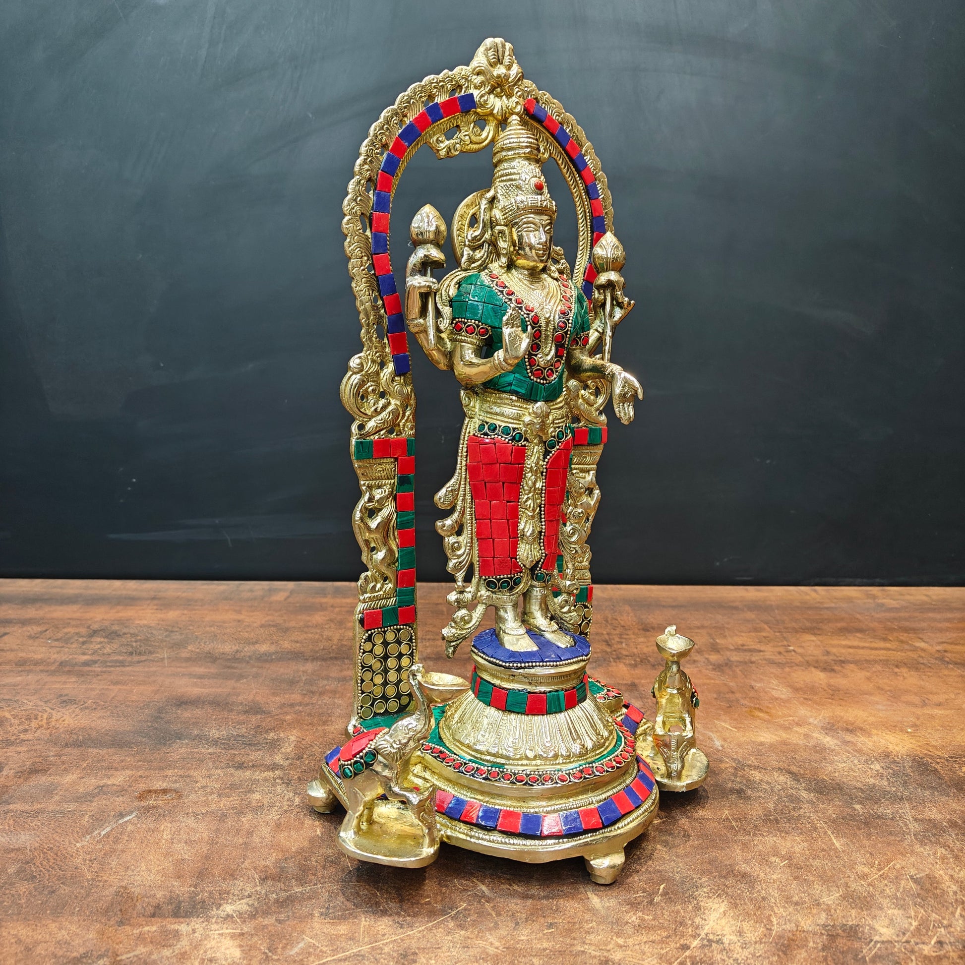 Brass Antique Lakshmi Idol Home Temple Décor Religious Gift Statue 20" - Image 6