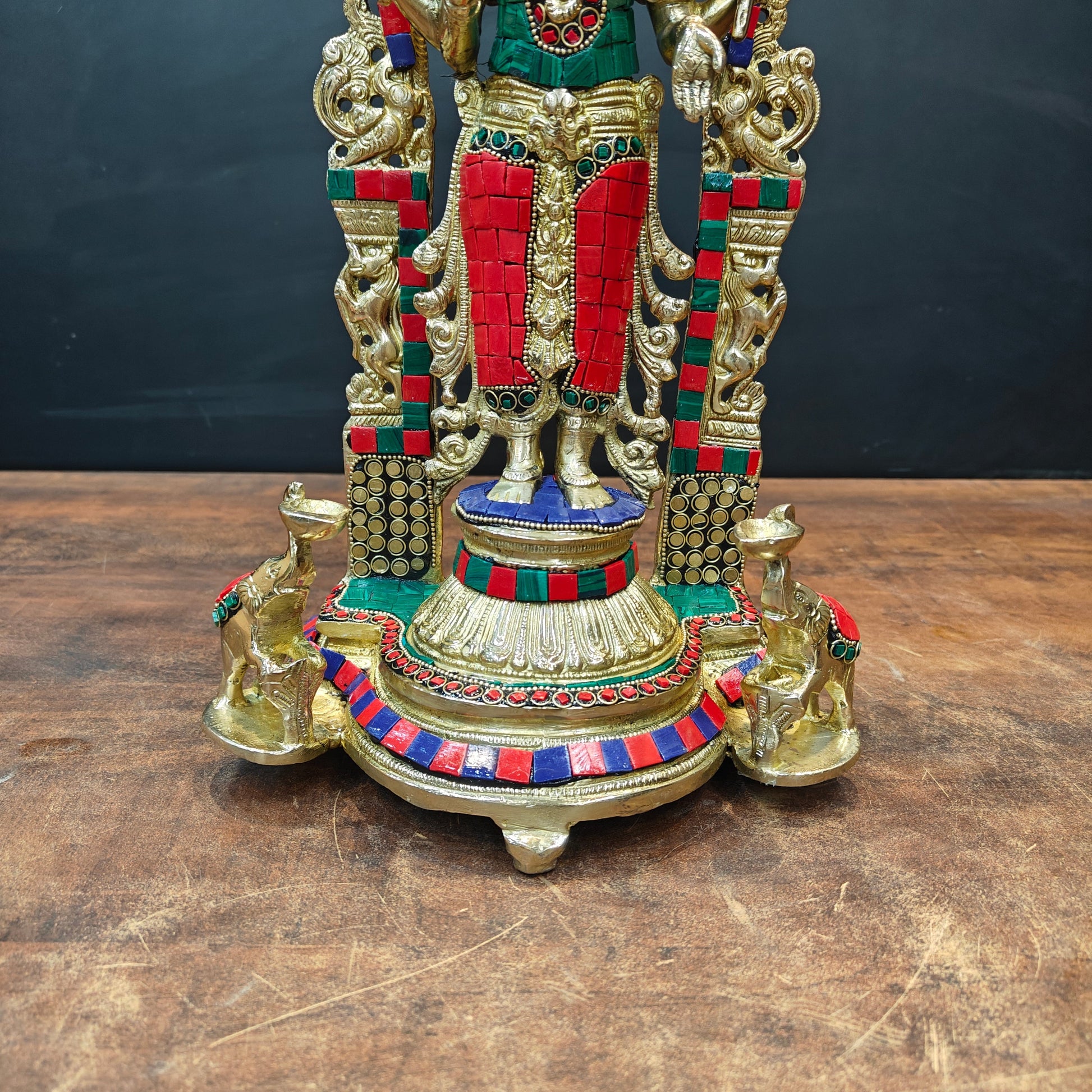 Brass Antique Lakshmi Idol Home Temple Décor Religious Gift Statue 20" - Image 7