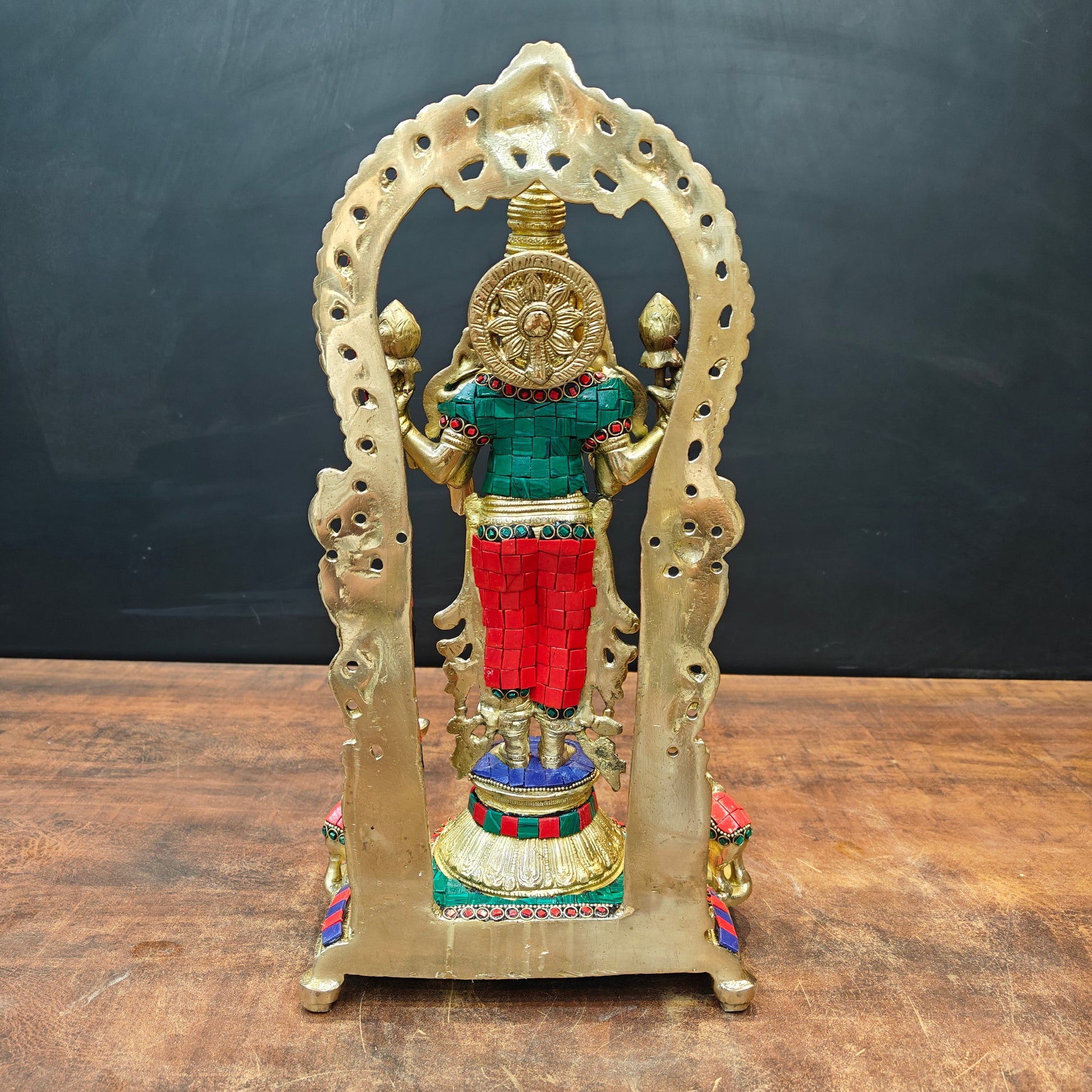 Brass Antique Lakshmi Idol Home Temple Décor Religious Gift Statue 20" - Image 8