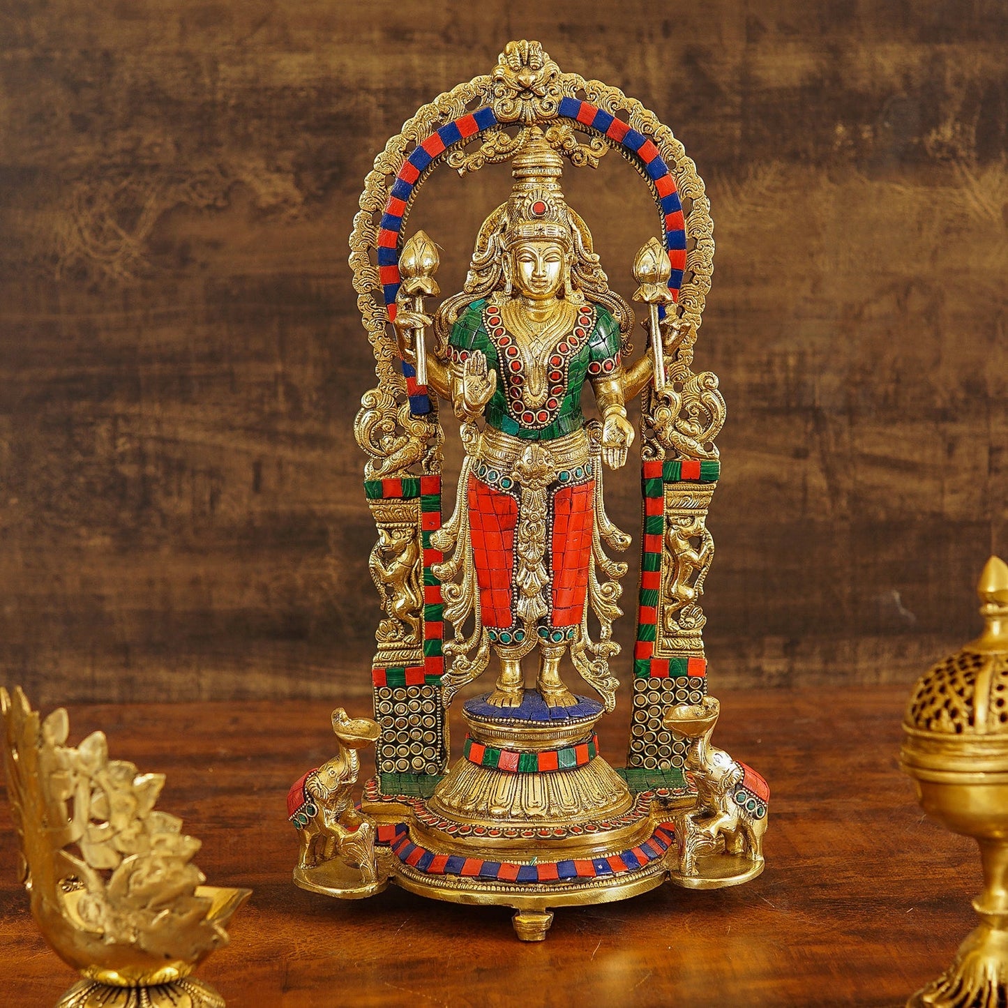 Brass Antique Lakshmi Idol Home Temple Décor Religious Gift Statue 20"