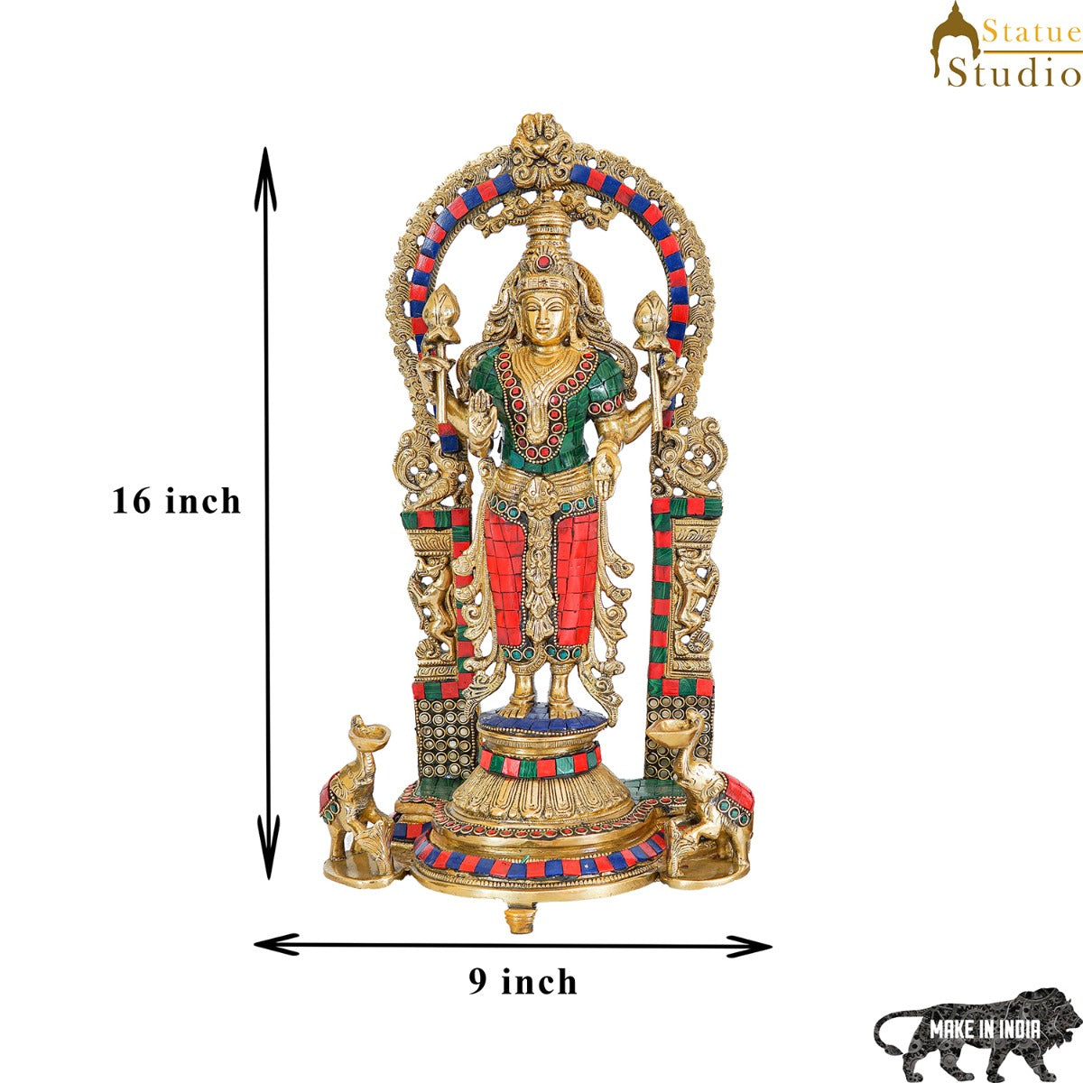 Brass Antique Lakshmi Idol Home Temple Décor Religious Gift Statue 20" - Image 10