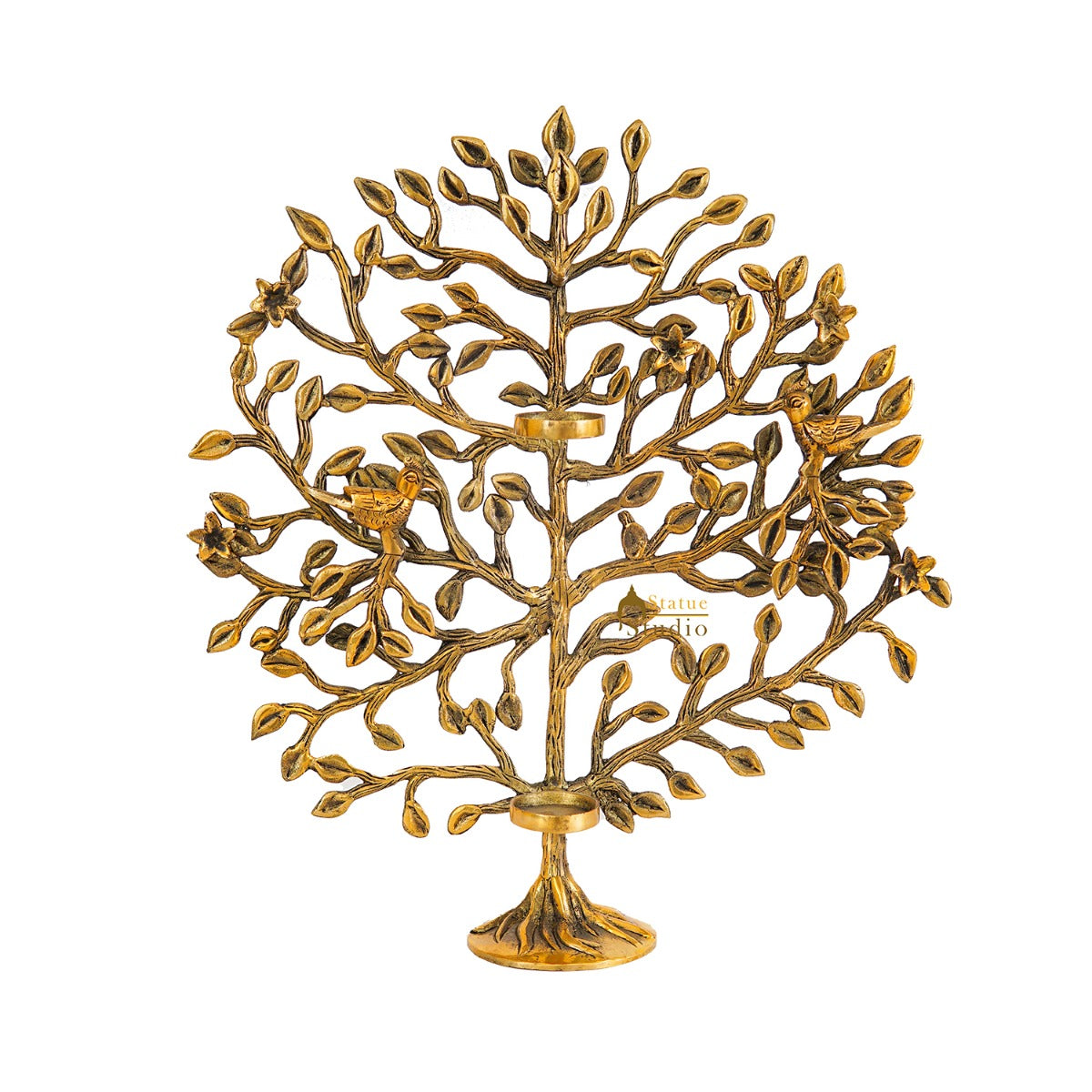 Brass Antique Tree Showpiece For Home Table Décor With TeaLight Candle Holder 17"