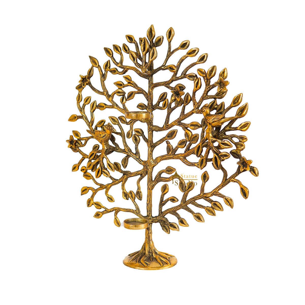 Brass Antique Tree Showpiece For Home Table Décor With TeaLight Candle Holder 17"