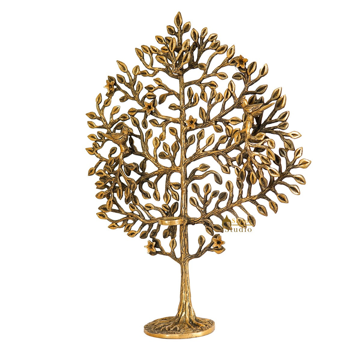 Brass Antique Tree Showpiece For Home Table Décor With TeaLight Candle Holder 22"