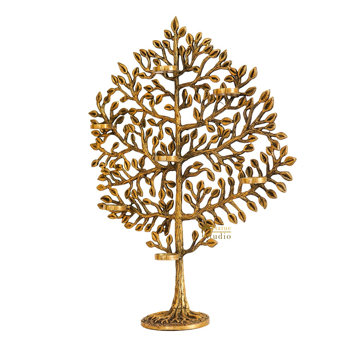 Brass Antique Tree Showpiece For Home Table Décor With TeaLight Candle Holder 17"