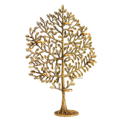 Brass Antique Tree Showpiece For Home Table Décor With TeaLight Candle Holder 17" by vendor-unknown - Decor (View 6)
