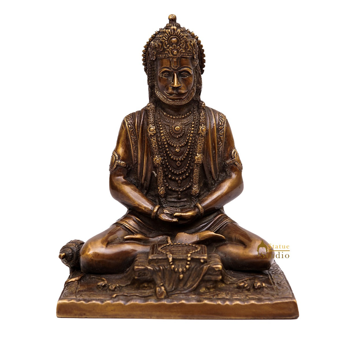 Brass Antique Hanuman Idol For Home Office Temple Lucky Décor Statue 8" - Image 3