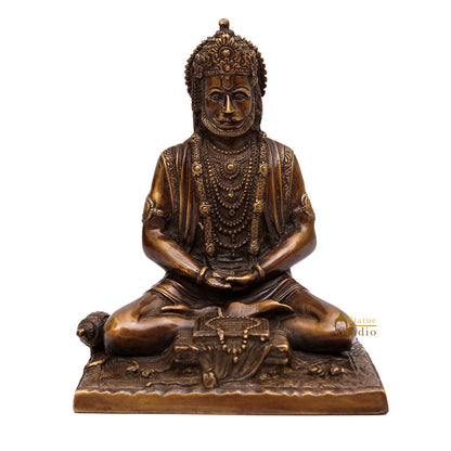 Brass Antique Hanuman Idol For Home Office Temple Lucky Décor Statue 8" by vendor-unknown - Hindu Gods (View 3)
