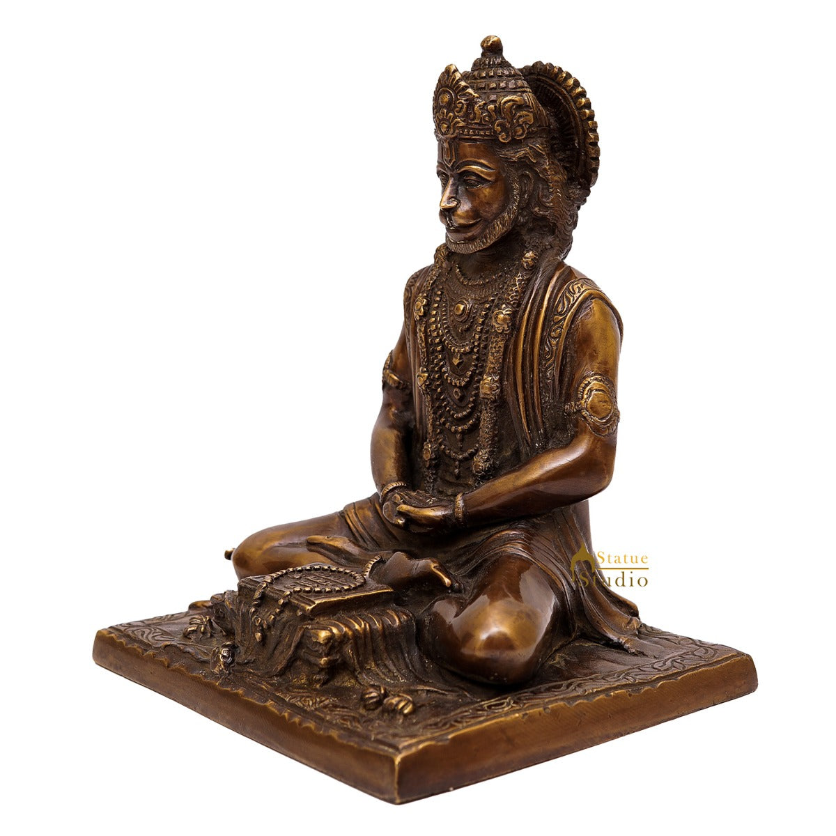 Brass Antique Hanuman Idol For Home Office Temple Lucky Décor Statue 8" - Image 5