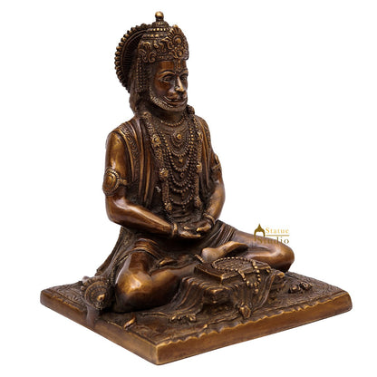 Brass Antique Hanuman Idol For Home Office Temple Lucky Décor Statue 8" by vendor-unknown - Hindu Gods (View 4)
