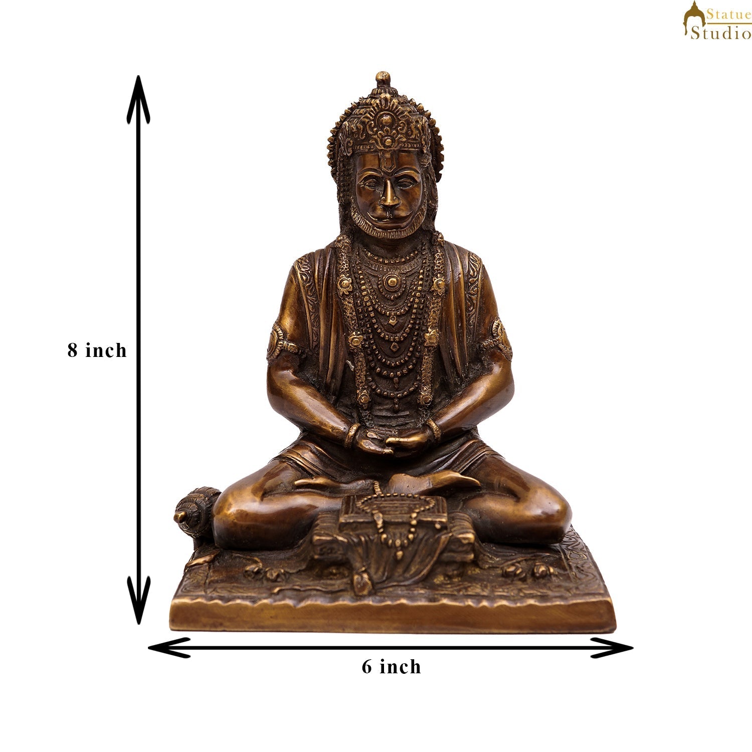 Brass Antique Hanuman Idol For Home Office Temple Lucky Décor Statue 8" - Image 8