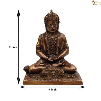 Brass Antique Hanuman Idol For Home Office Temple Lucky Décor Statue 8" by vendor-unknown - Hindu Gods (View 8)