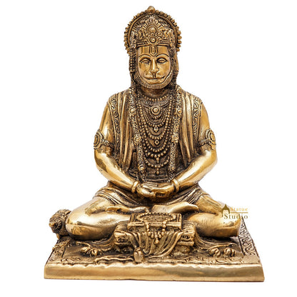Brass Antique Hanuman Idol For Home Office Temple Lucky Décor Statue 8" by vendor-unknown - Hindu Gods (View 3)