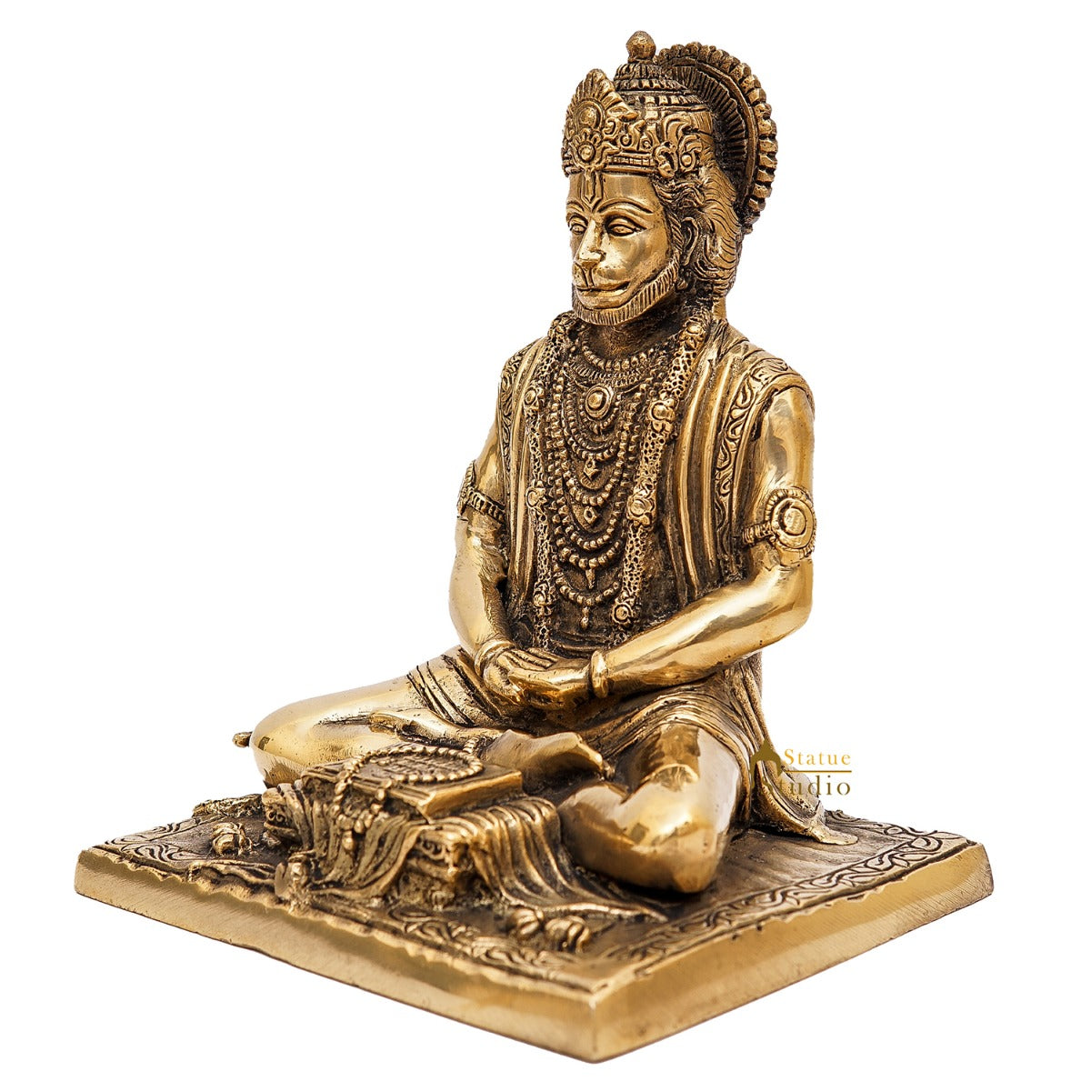 Brass Antique Hanuman Idol For Home Office Temple Lucky Décor Statue 8"