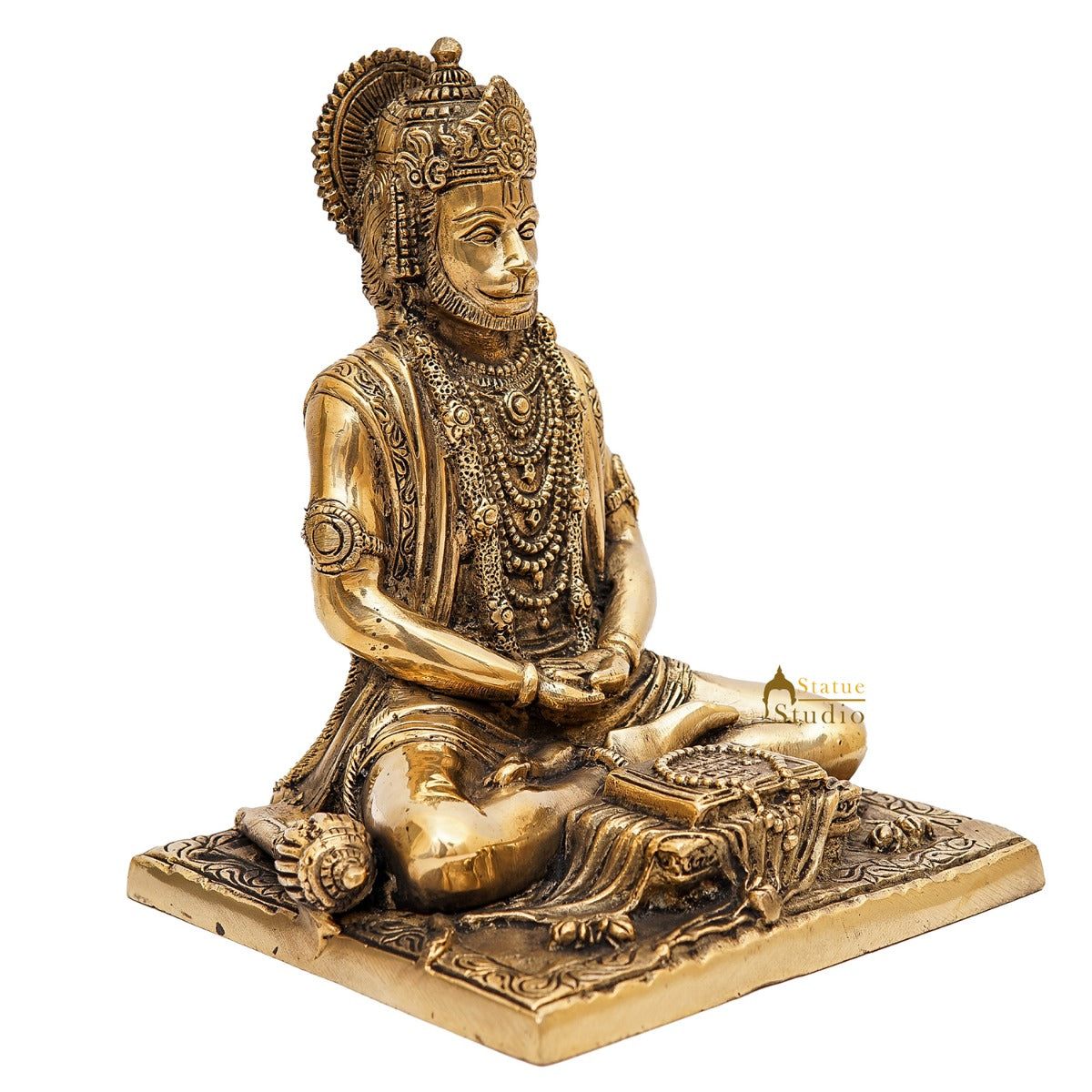 Brass Antique Hanuman Idol For Home Office Temple Lucky Décor Statue 8"