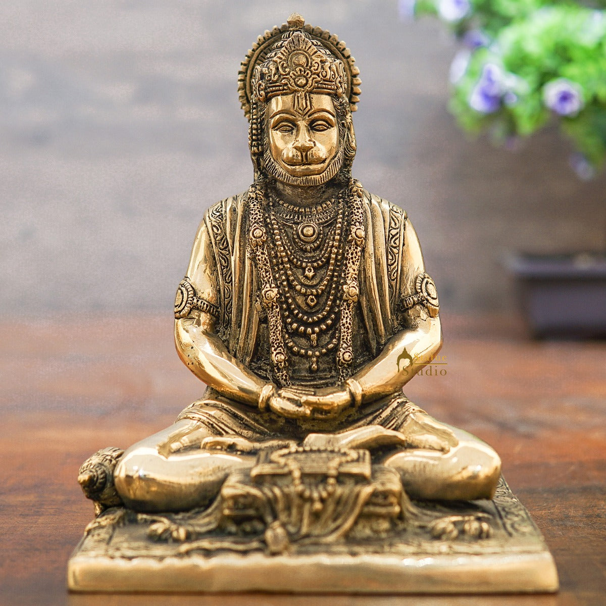 Brass Antique Hanuman Idol For Home Office Temple Lucky Décor Statue 8"