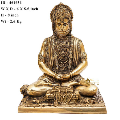 Brass Antique Hanuman Idol For Home Office Temple Lucky Décor Statue 8" by vendor-unknown - Hindu Gods (View 7)