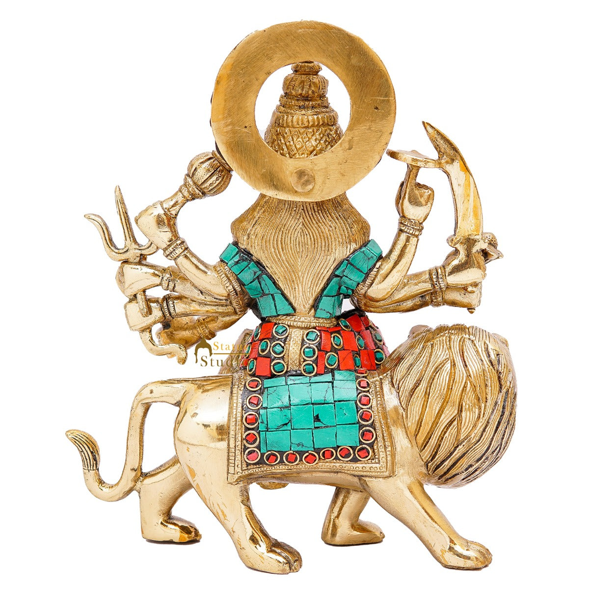 Brass Maa Durga Idol Sherawali Statue Religious Home Temple Décor Showpiece 9"