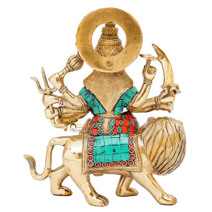 Brass Maa Durga Idol Sherawali Statue Religious Home Temple Décor Showpiece 9" by vendor-unknown - Hindu Gods (View 6)