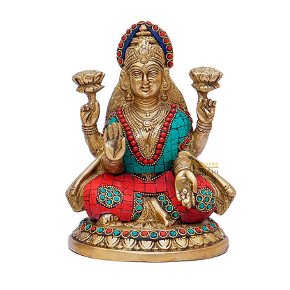 Brass Lakshmi Statue Home Pooja Office Décor Diwali Gift Laxmi Idol 8" by vendor-unknown - Hindu Gods (View 3)