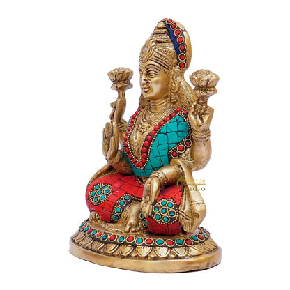 Brass Lakshmi Statue Home Pooja Office Décor Diwali Gift Laxmi Idol 8" by vendor-unknown - Hindu Gods (View 5)